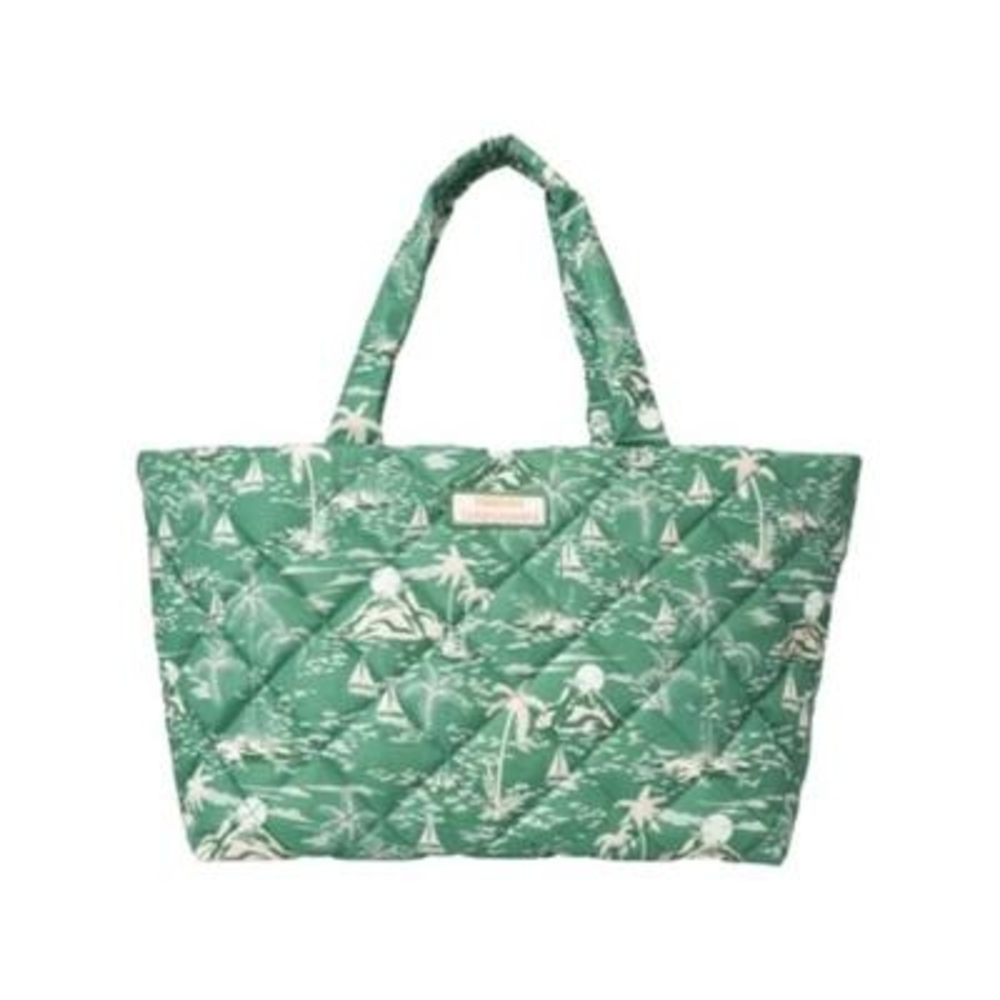 Green Quilted Tote Bag